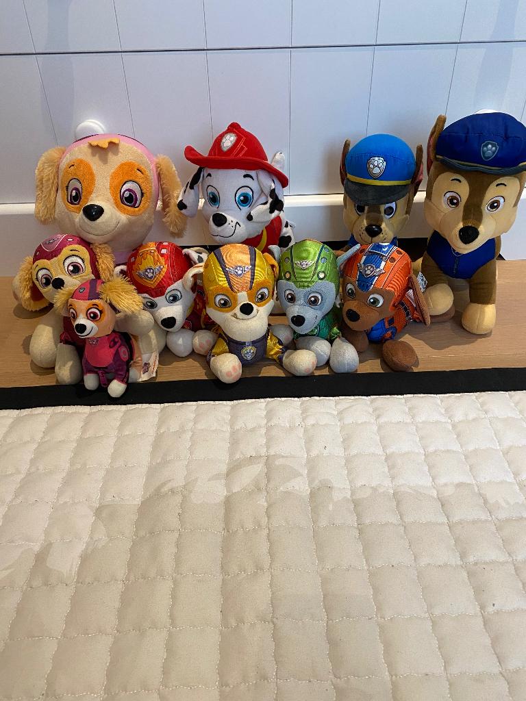 Groot lot paw patrol knuffelberen en interactieve chase, Comme neuf, Enlèvement, Petit (moins de 20 cm), Multicolore