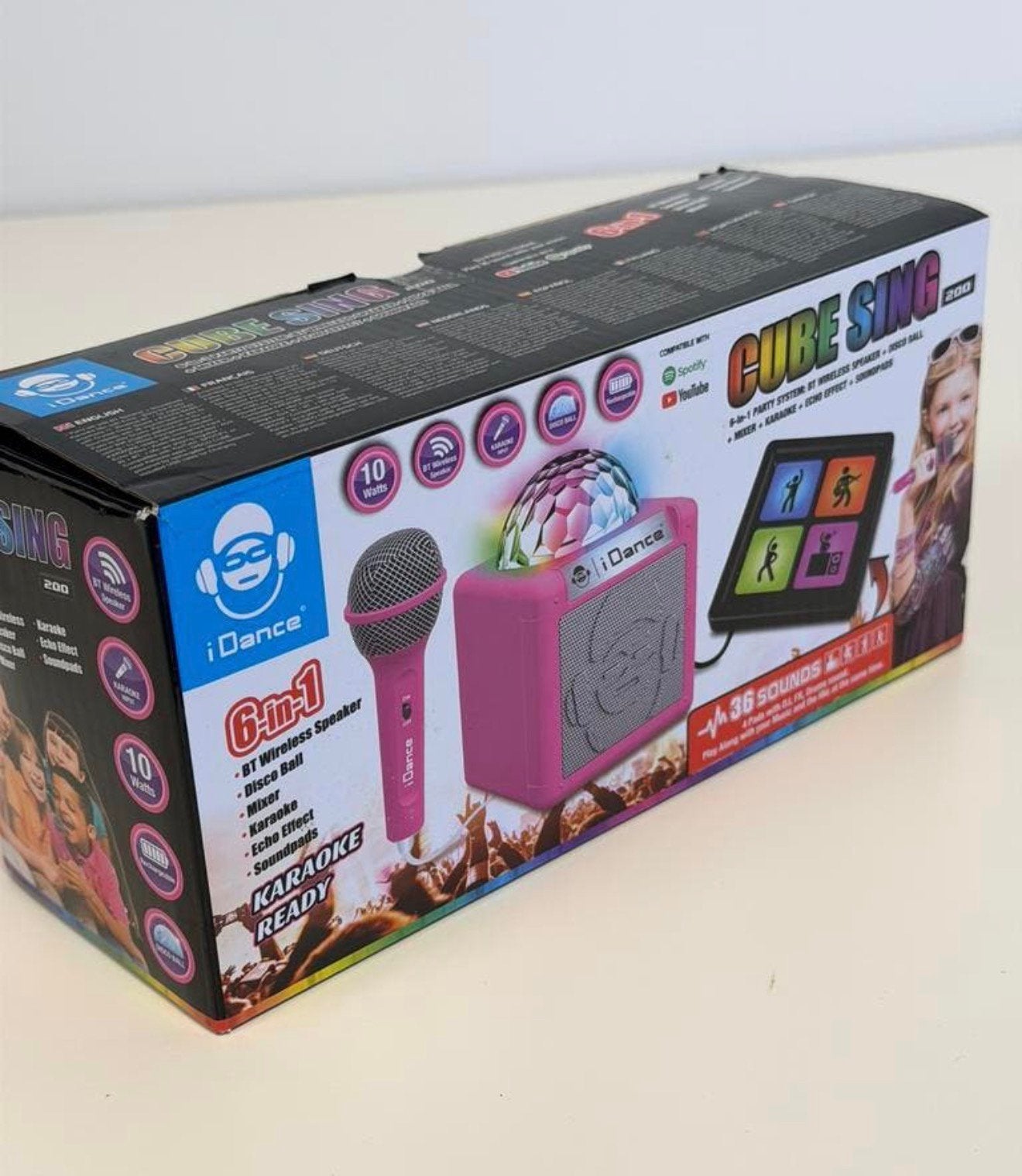 iDance Cube Sing 200 Karaoke Set Bluetooth Disco microfoon, Ophalen of Verzenden, Nieuw, Complete set