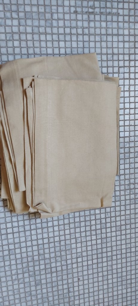 Linnen tafellopers (4) en linnen servietten (12), Ophalen, Handgemaakt, Linnen, Beige