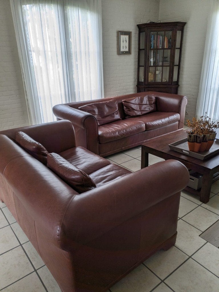 Magnifique salon en cuir de couleur cognac signé Machalke, Enlèvement, Utilisé, Cuir
