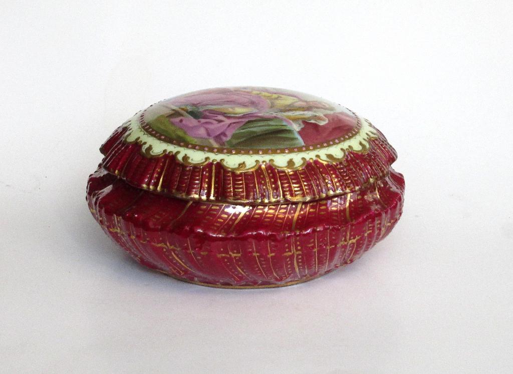 Antiek Ackermann&Fritze porcelainen doosje Royal Vienna '20, Ophalen of Verzenden