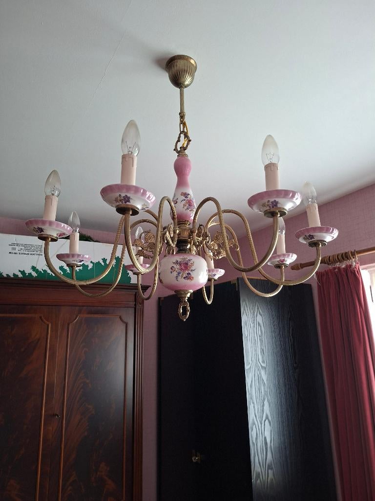 LAATSTE AFPRIJZING: luchter met 8 lichtpunten, Antiek en Kunst, Ophalen
