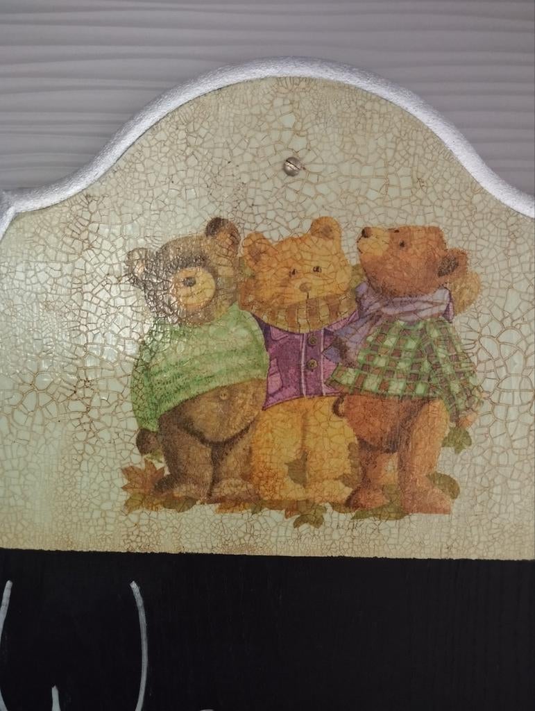 Tableau noir en bois avec panneau d'ours, Enlèvement ou Envoi, Comme neuf
