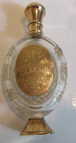 bouteille ancienne, de parfum, bouchon et pied en or  (5), Antiquités & Art, Envoi, Or