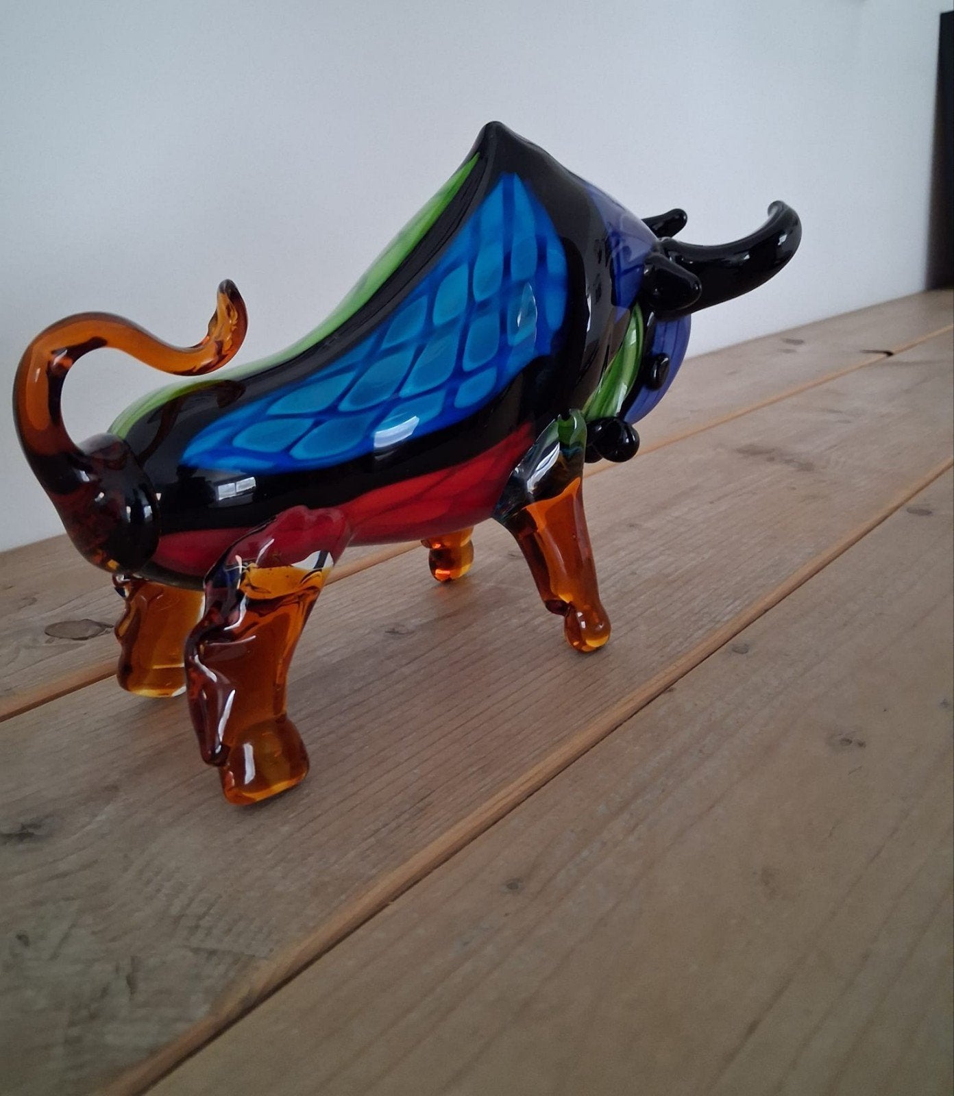 Handgeblazen Murano glazen stier, Ophalen of Verzenden, Nieuw, Dier