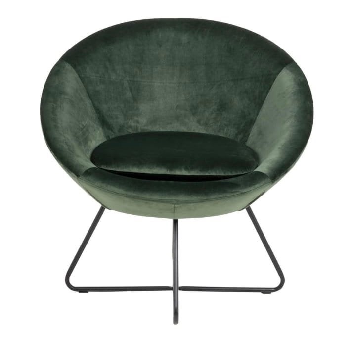 Fauteuil en velours vert — Fauteuil lounge moderne, Maison & Meubles, Enlèvement, Comme neuf, Autres couleurs