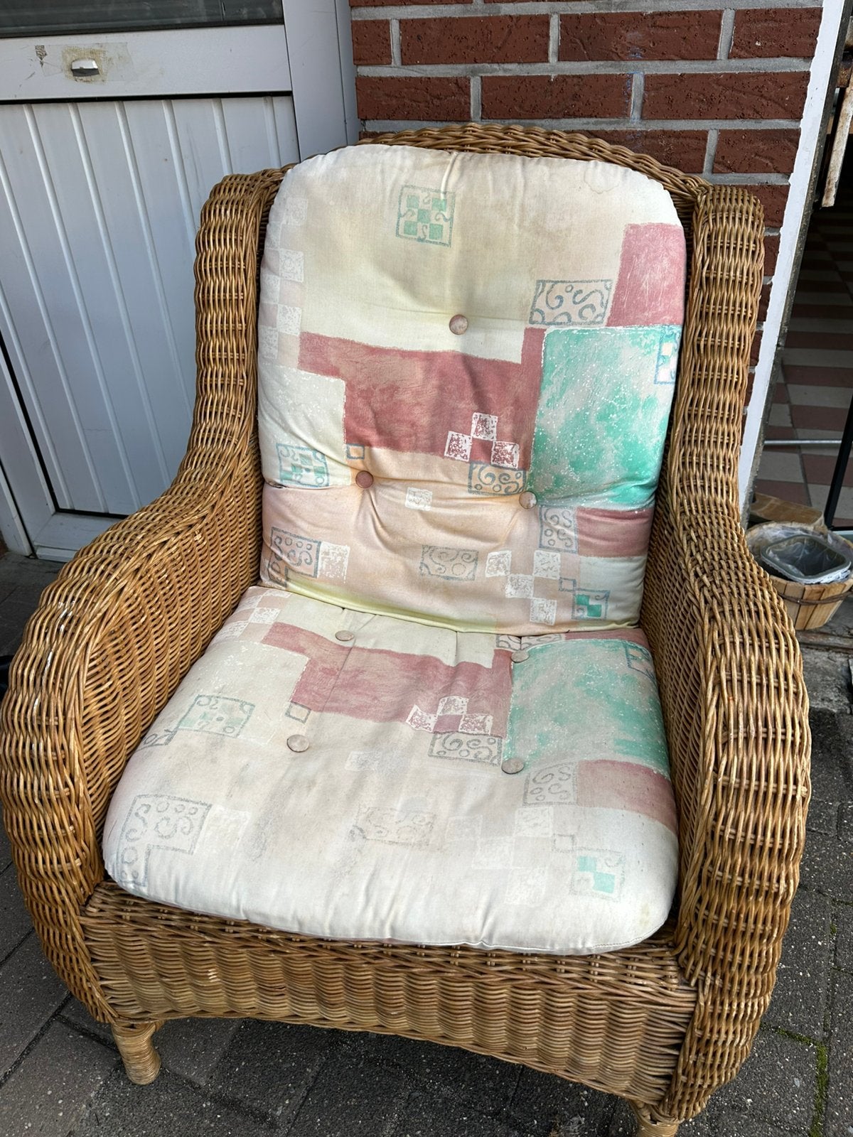 Grote rieten zetel, Tuin en Terras, Ophalen, Gebruikt