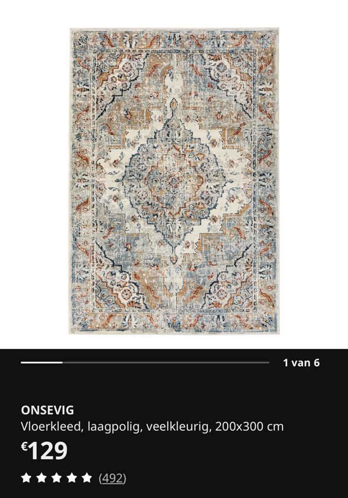 Vloerkleed Ikea Onsevig 200x300, Huis en Inrichting, Ophalen, Zo goed als nieuw