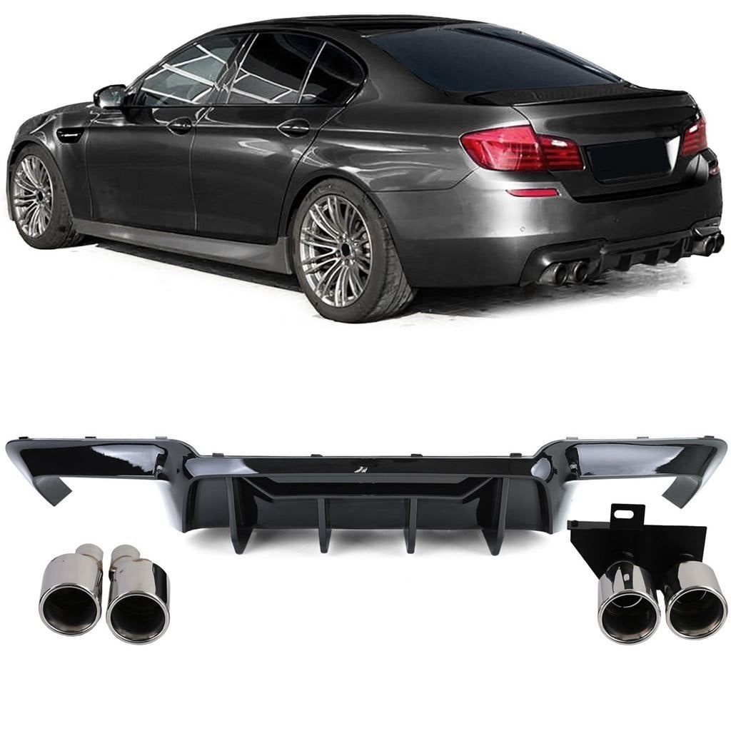 Diffuser Glans Zwart Chrome Sierstuk Voor Bmw 5 Serie F10 F1, Verzenden