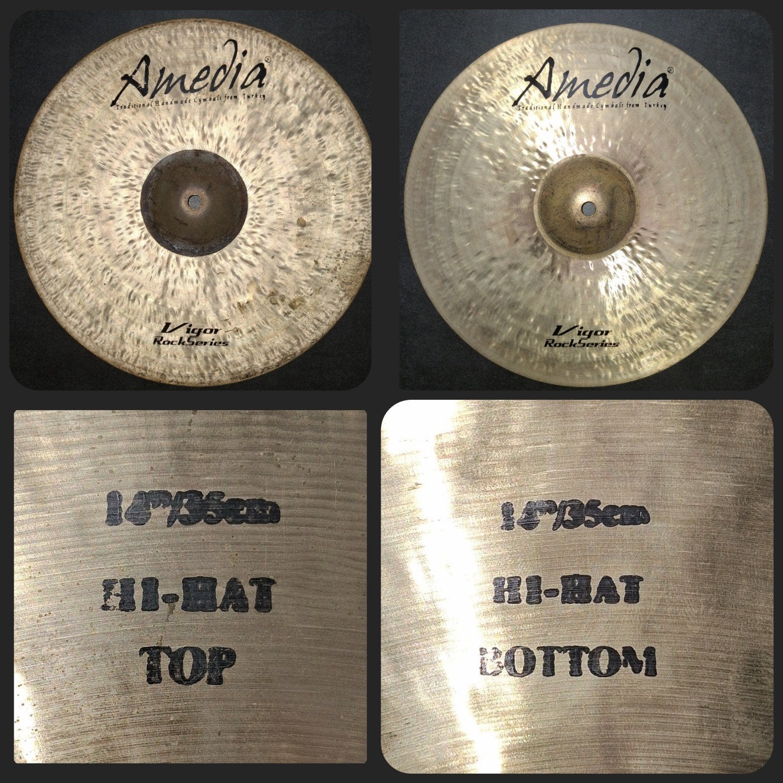 Amedia Hi-Hats Vigor Rock series 14"/ 35cm, Musique & Instruments, Enlèvement ou Envoi, Utilisé, Batterie ou Percussions