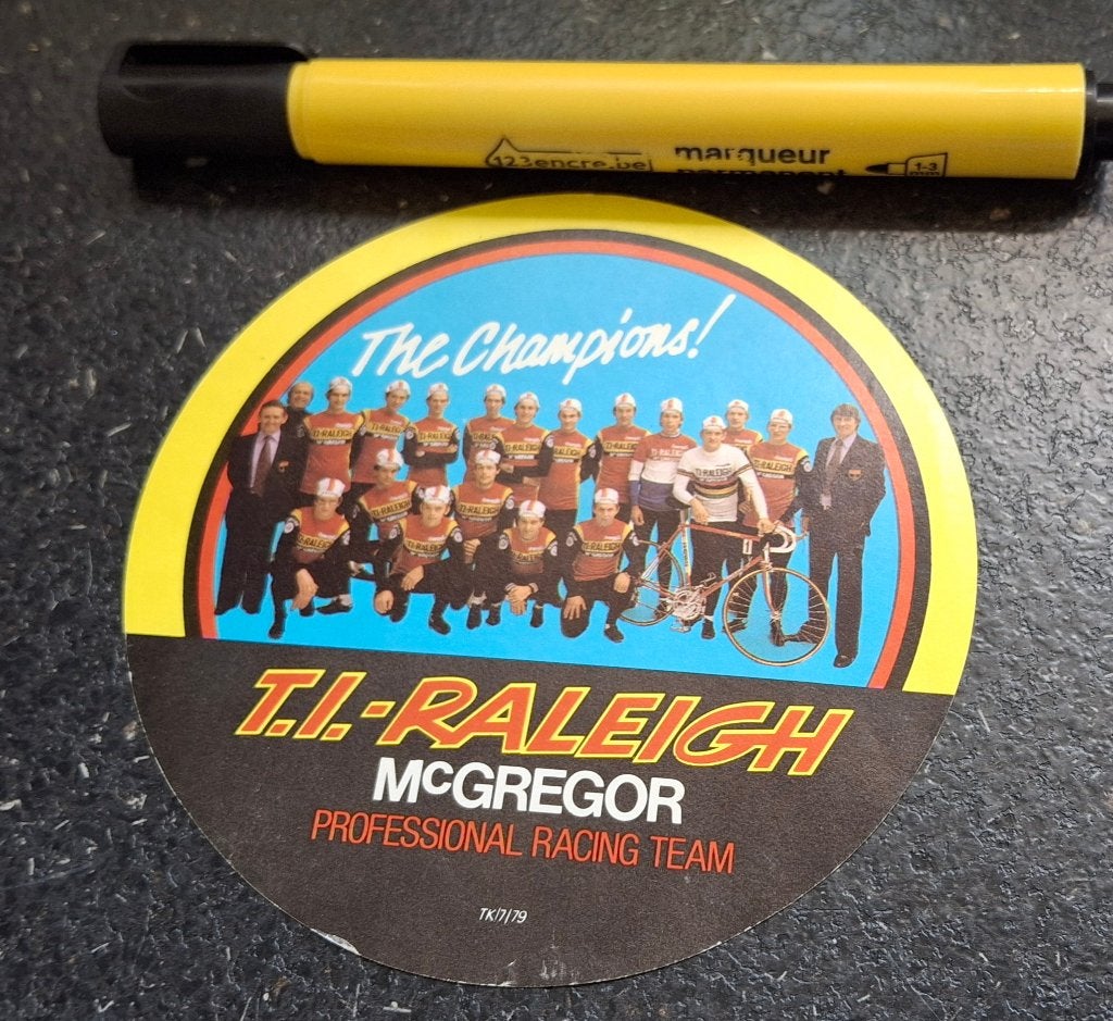 Autocollant vintage équipe cycliste TI Raleigh McGregor 1979, Enlèvement ou Envoi, Comme neuf, Sport