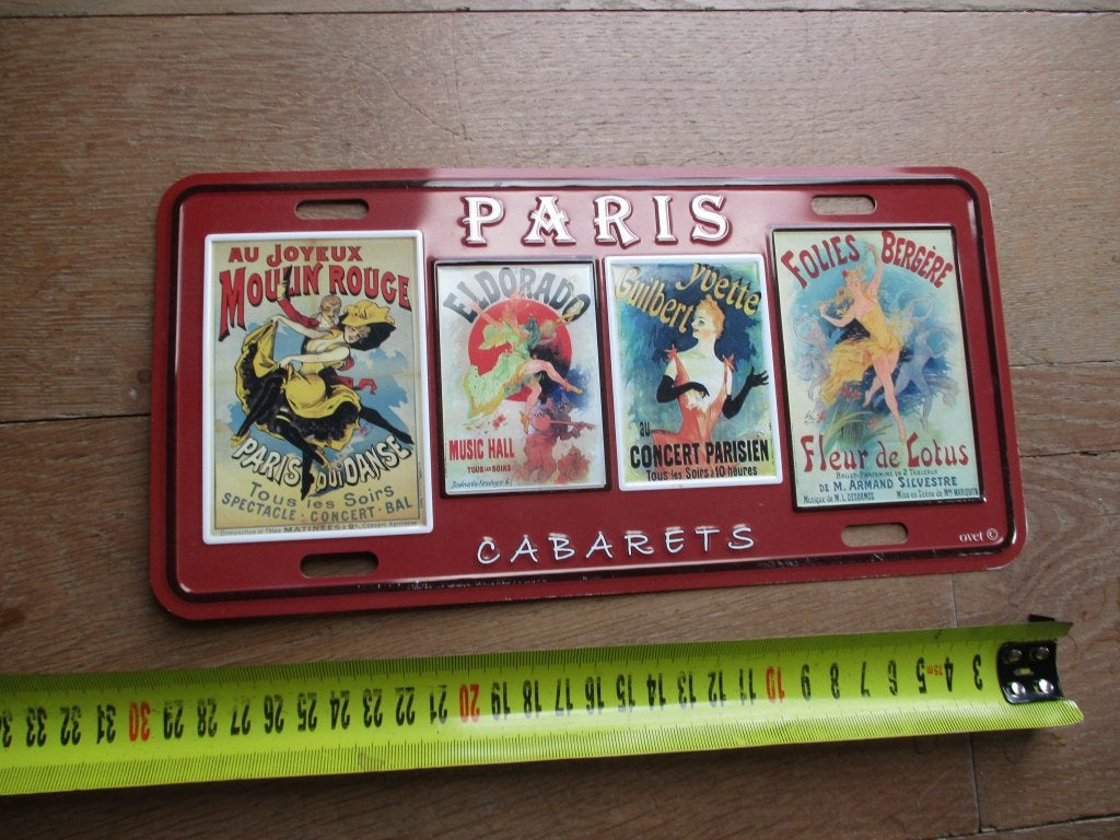 Paris cabarets reclamebord , ijzeren, Enlèvement ou Envoi, Comme neuf, Panneau publicitaire