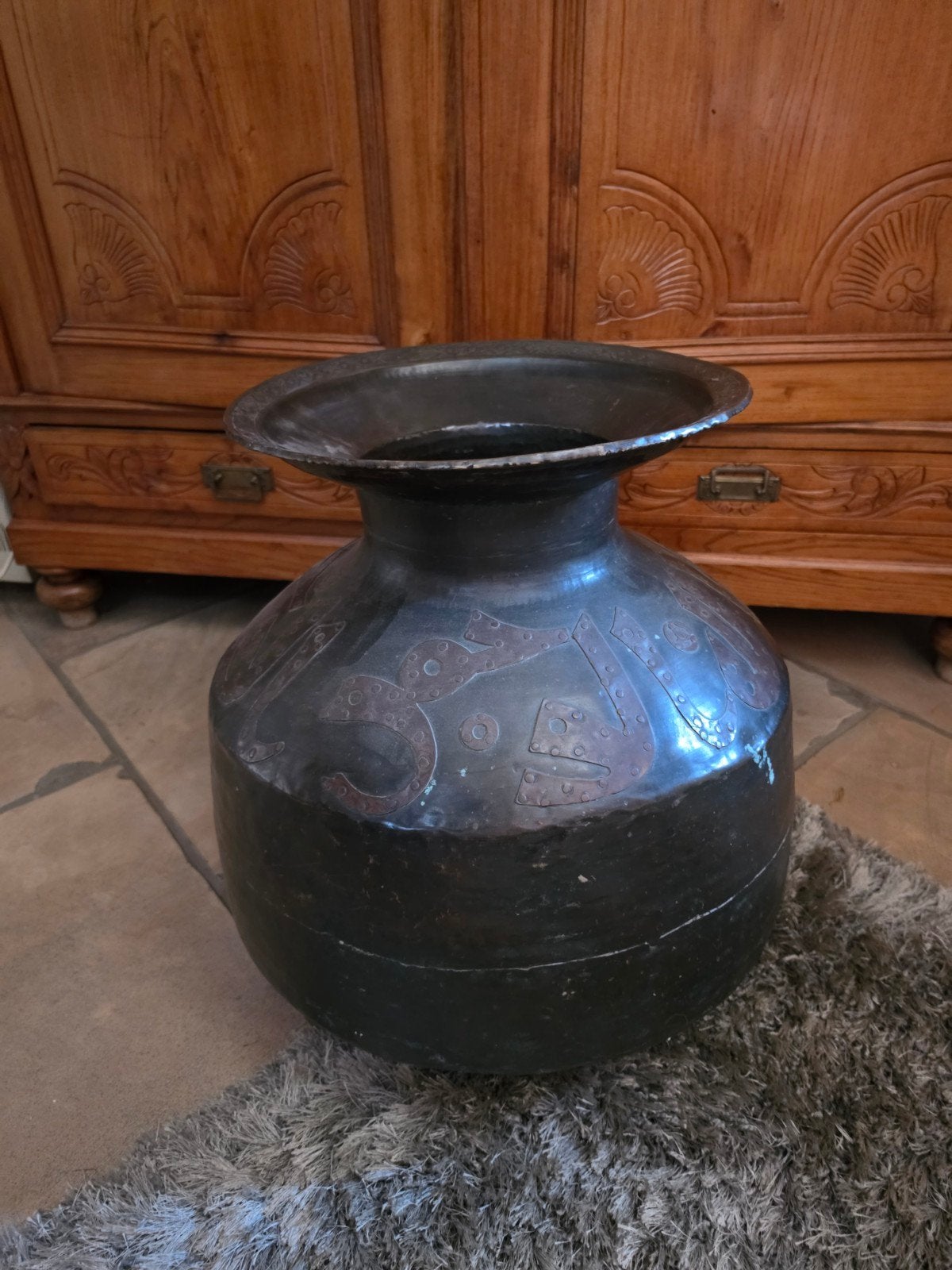 Grote vaas in metaal, Antiek en Kunst, Ophalen