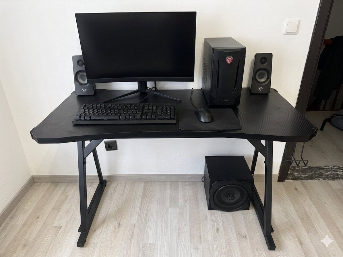 Gaming Bureau met LED Verlichting, Maison & Meubles, Bureaux, Enlèvement, Comme neuf, Noir
