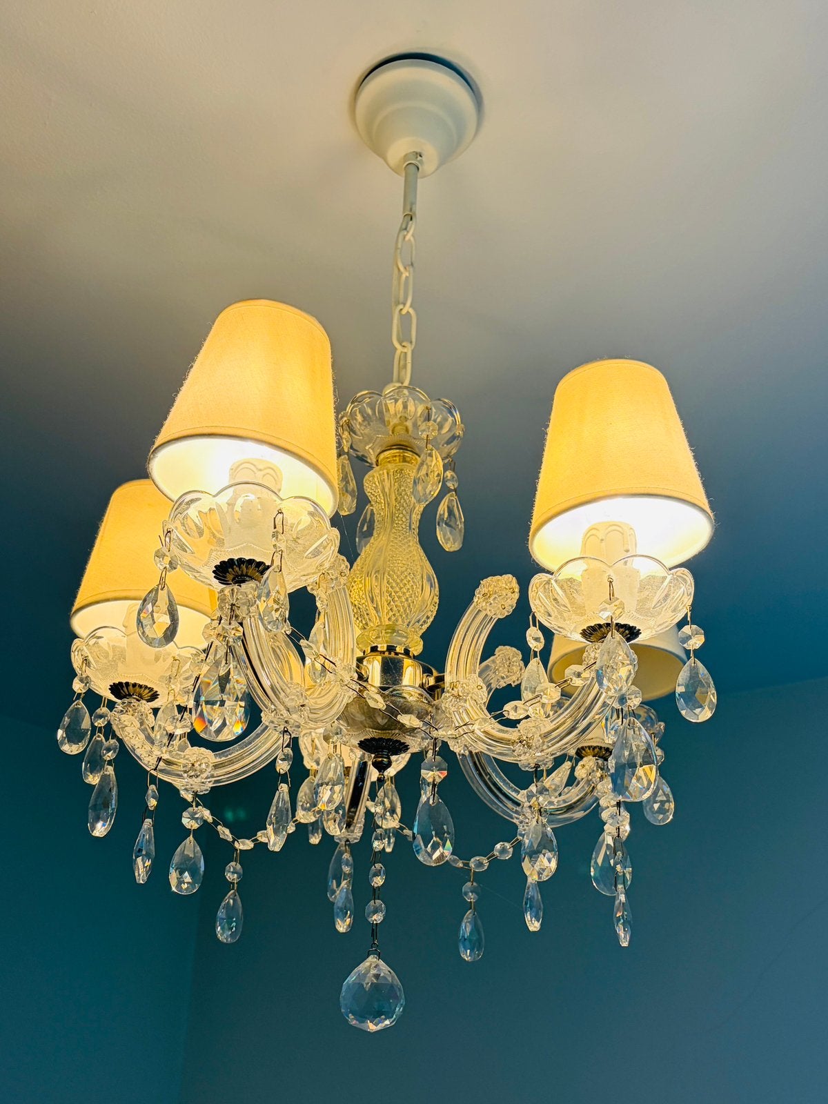 Lustre en cristal 5 branches, Maison & Meubles, Enlèvement, Comme neuf