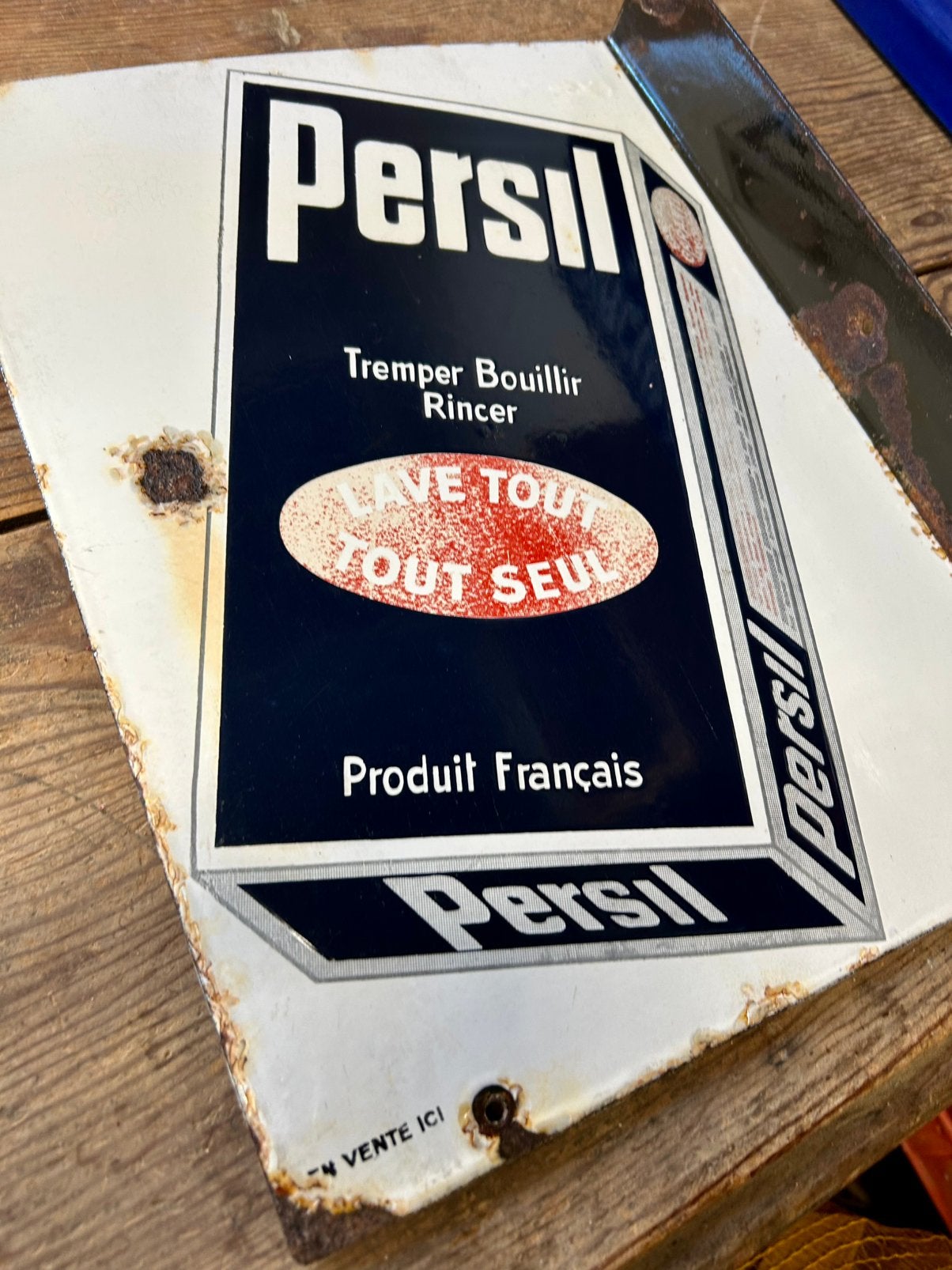Plaque emaillee Persil 2 faces, Enlèvement ou Envoi, Utilisé