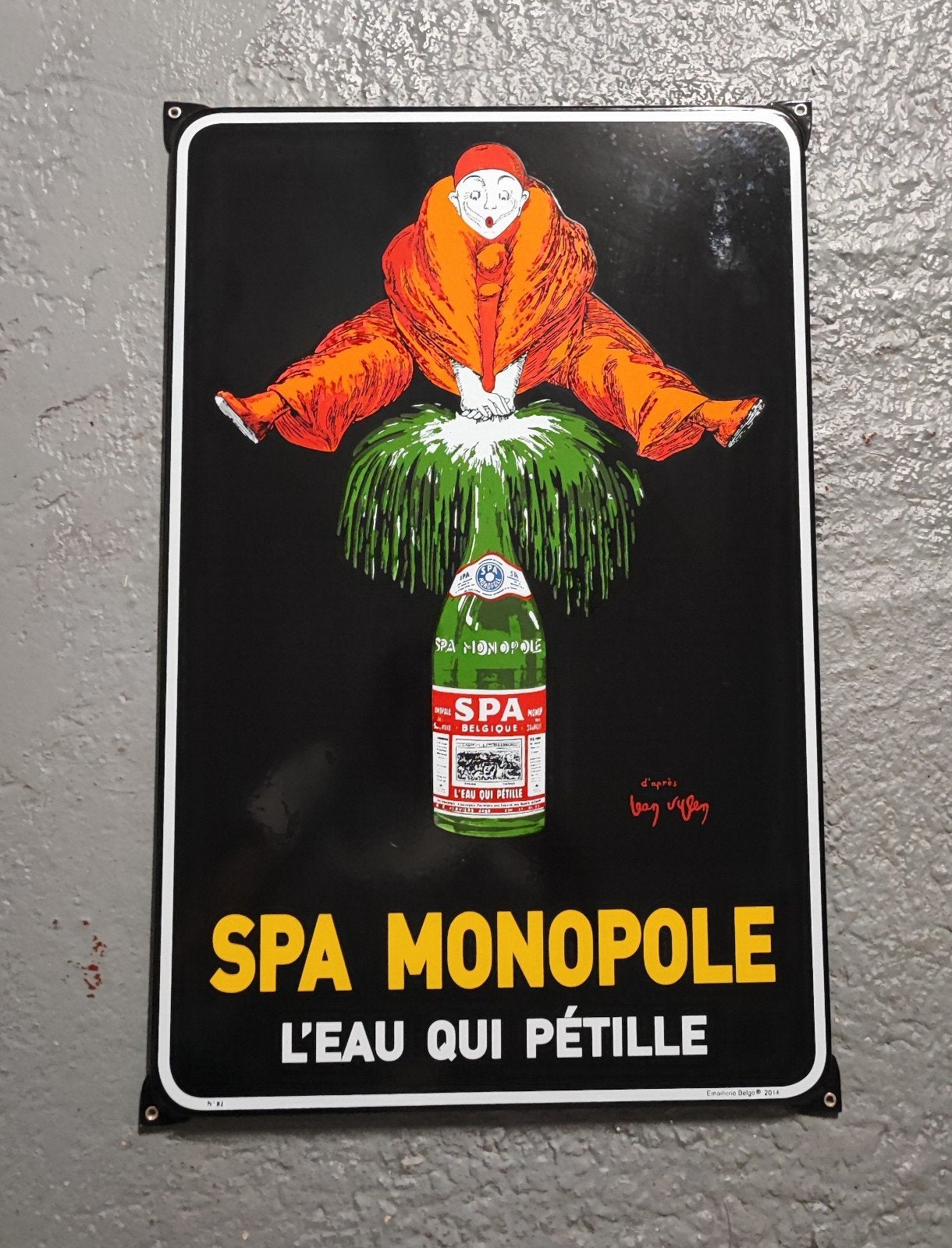 Plaque émaillée Spa Monopole Noire, Collections, Enlèvement ou Envoi, Comme neuf, Panneau publicitaire