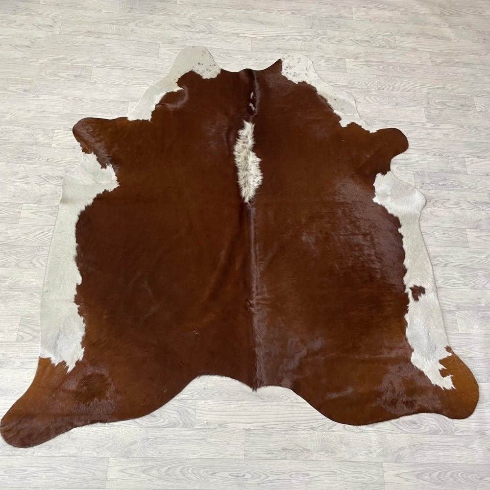 Koeienhuid bruin wit Hereford 190x175cm | Lederstore, Meerkleurig, Wandkleed, Nieuw, Ophalen of Verzenden