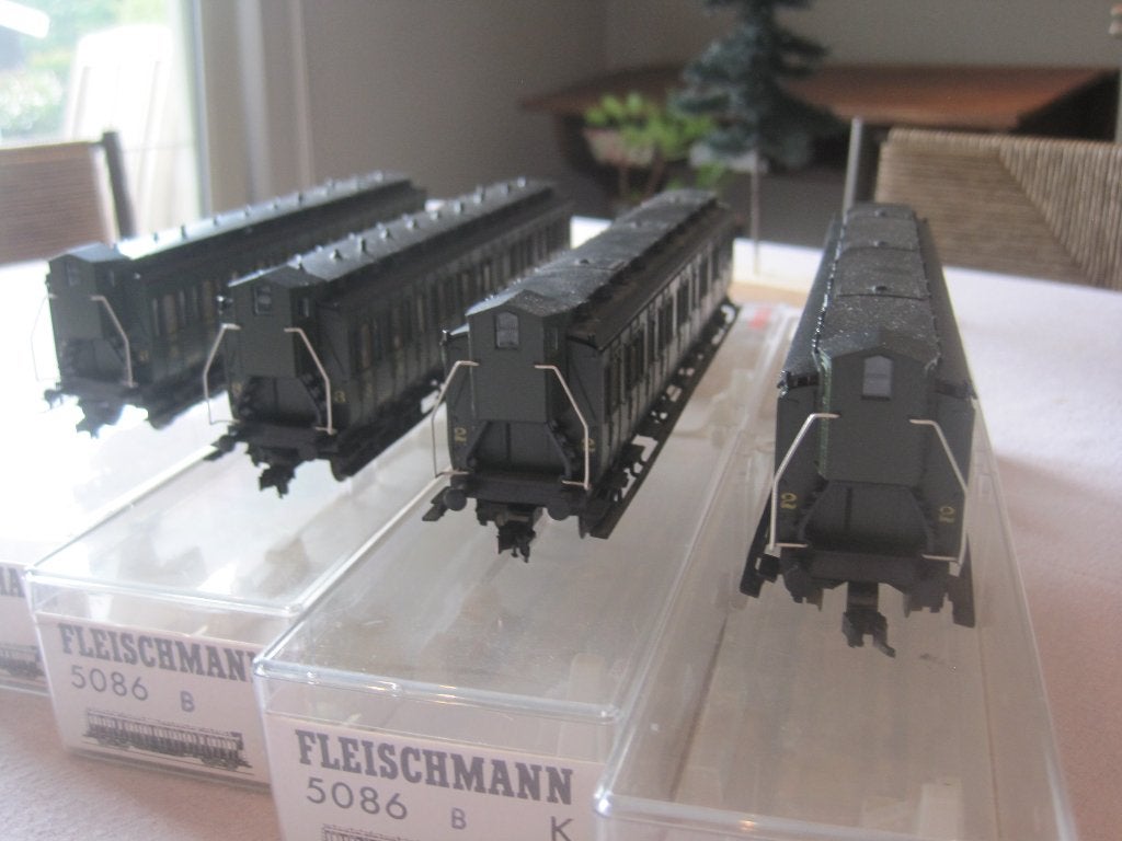 Fleischmann 4-delige Oldtimer set DC NMBS, Gelijkstroom, Fleischmann, Wagon, Ophalen of Verzenden