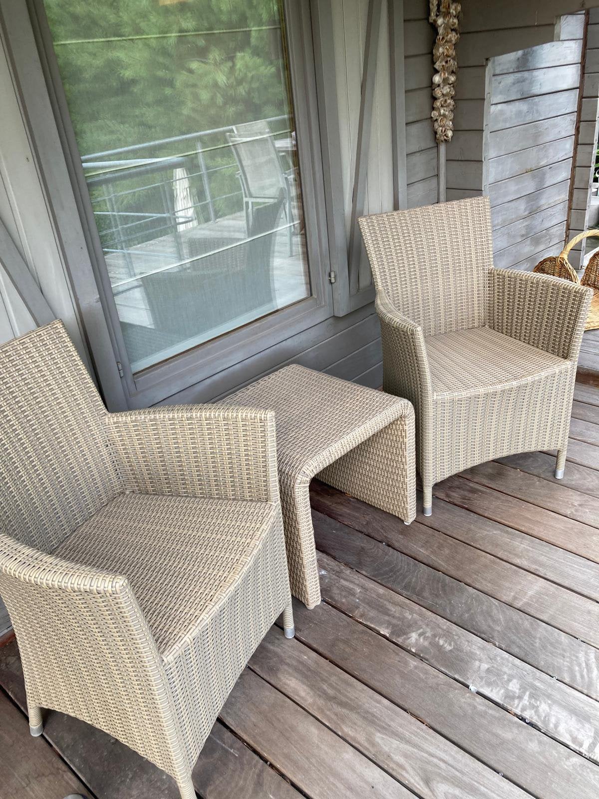 Rotan Zeteltjes met bijpassend tafel, Tuin en Terras, Ophalen, Zo goed als nieuw, Rotan