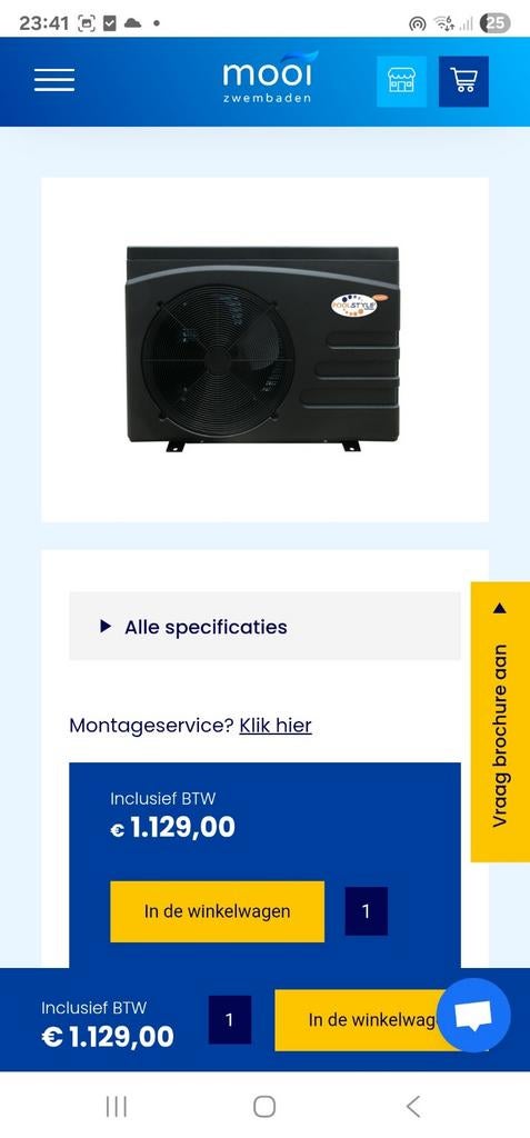 Zwembad warmtepomp nieuw 6.5kw inverter, Ophalen