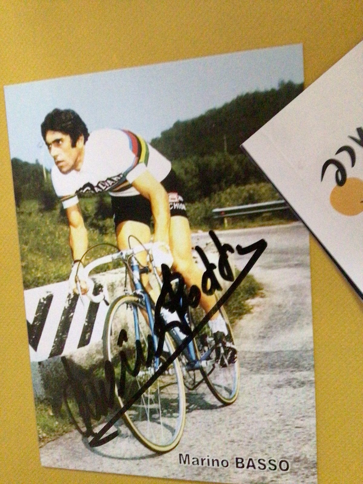Wielerkaart wk team salvarani marino basso signe, Envoi