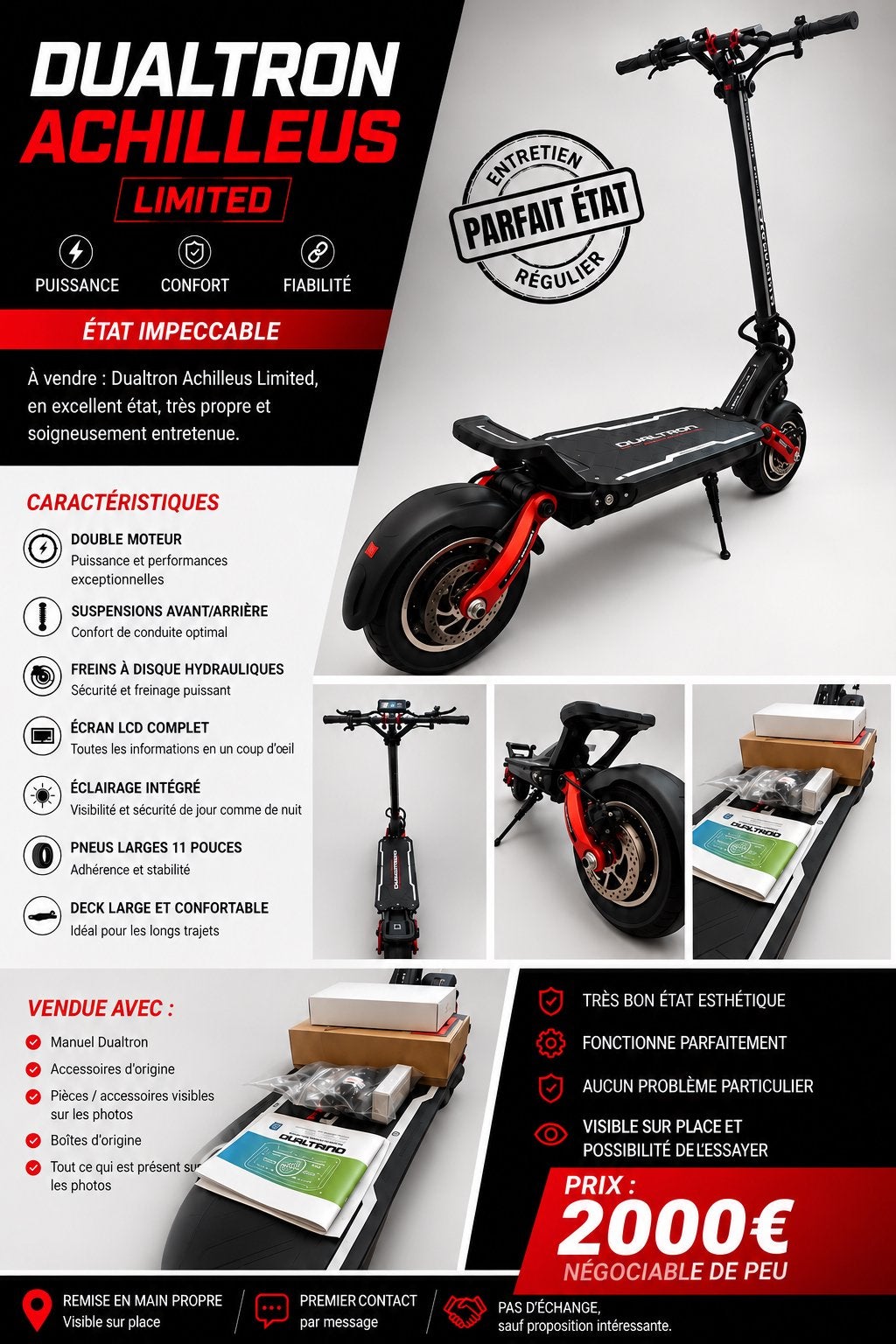 Dualtron Achilleus 2026, Vélos & Vélomoteurs, Enlèvement, Neuf, Step électrique (E-scooter)