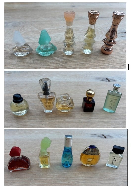 Bouteilles miniatures vintage de designers célèbres, Enlèvement ou Envoi, Comme neuf, Miniature, Plein