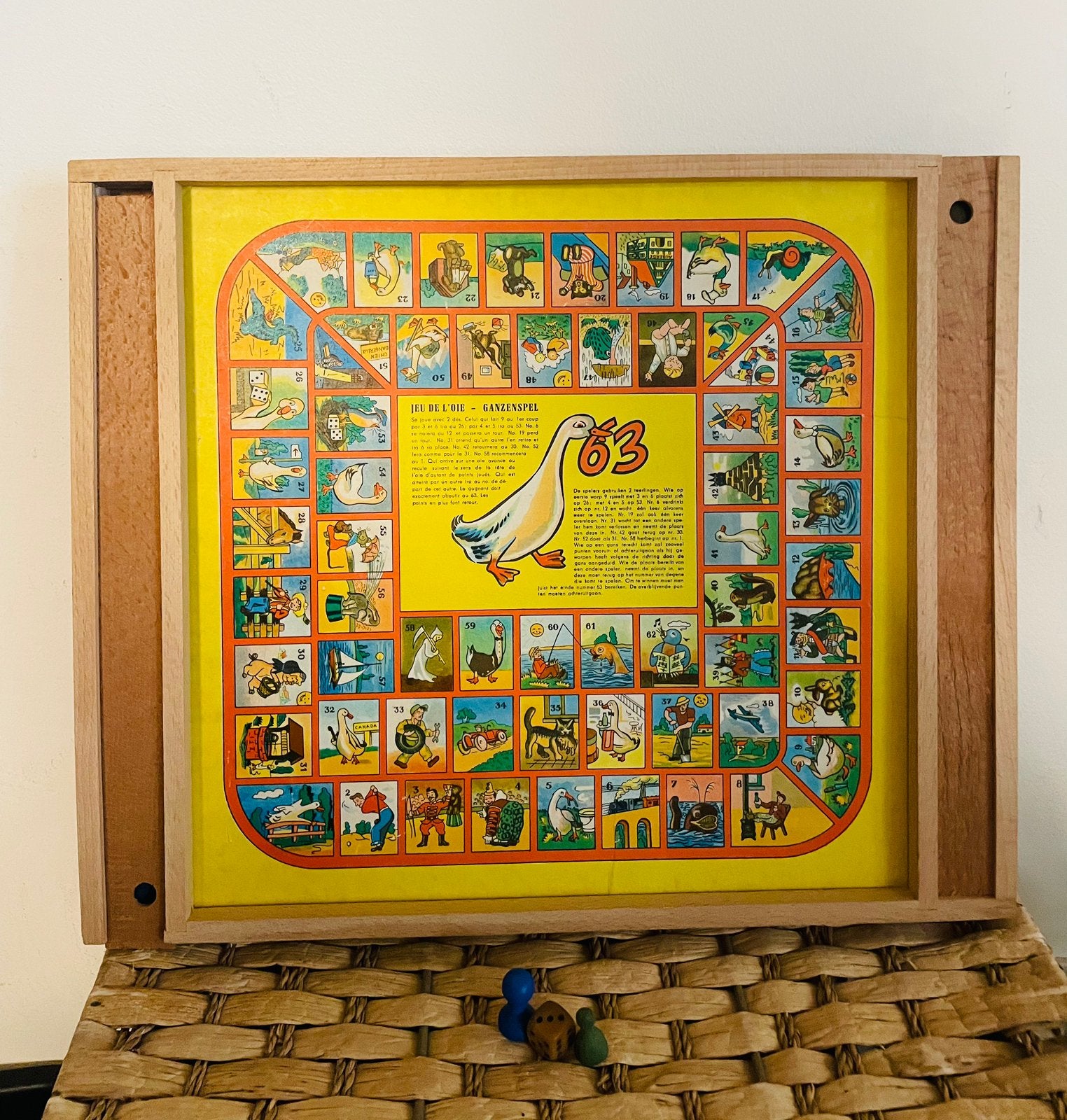 Vintage Houten ganzenbord/dambord, Ophalen