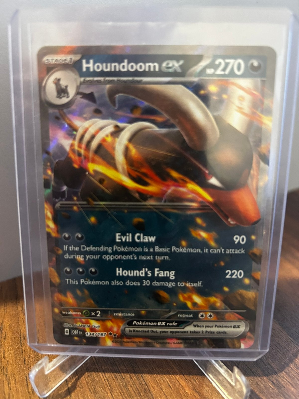 Pokemon houndoom ex obsidian flames, Ophalen of Verzenden, Zo goed als nieuw, Booster