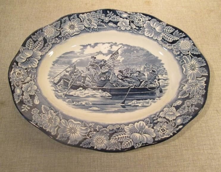 Prachtig Keramiek Ovale Bord - Liberty Blue - 36x29, Antiek en Kunst, Ophalen of Verzenden
