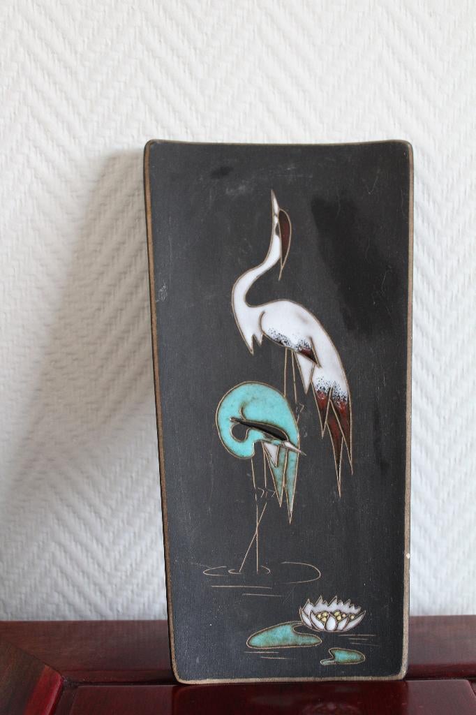 Ruscha, vintage keramiek muurhanger.  Reigers., Ophalen of Verzenden