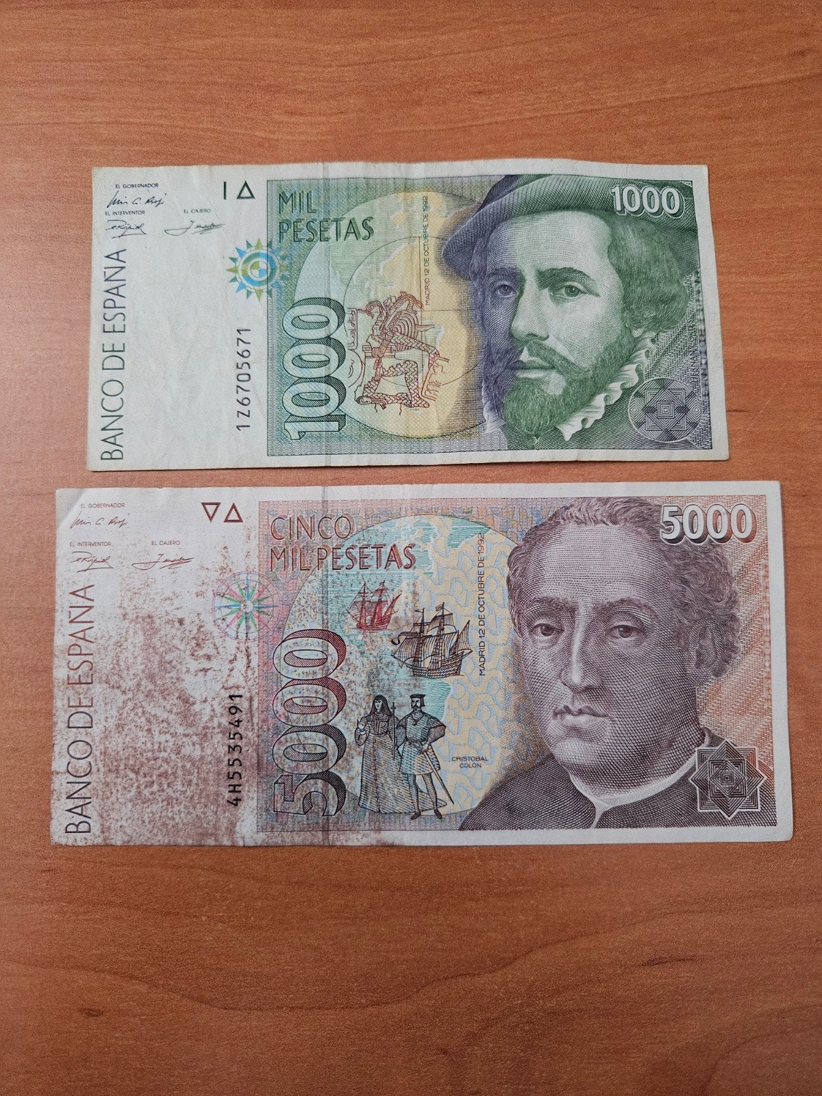 1000 et 5000 pesetas Espagne 1992 j, Enlèvement ou Envoi, Autres pays, Série