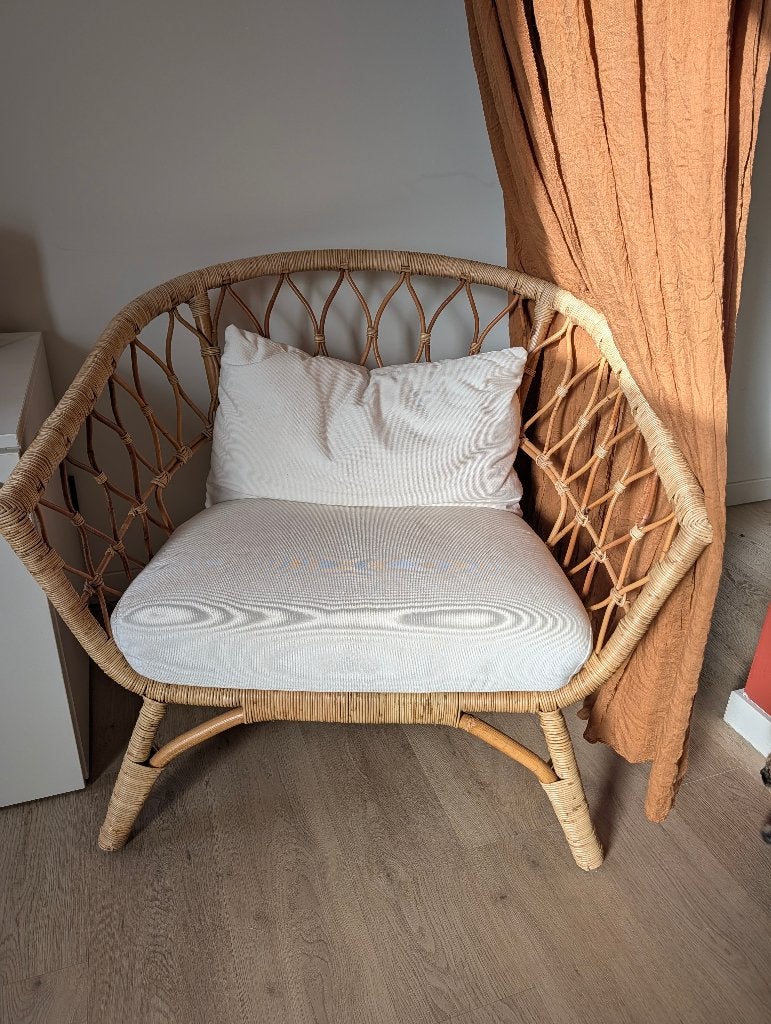 Rotan stoel ikea, Huis en Inrichting, Ophalen, Zo goed als nieuw, Riet of Rotan, Eén