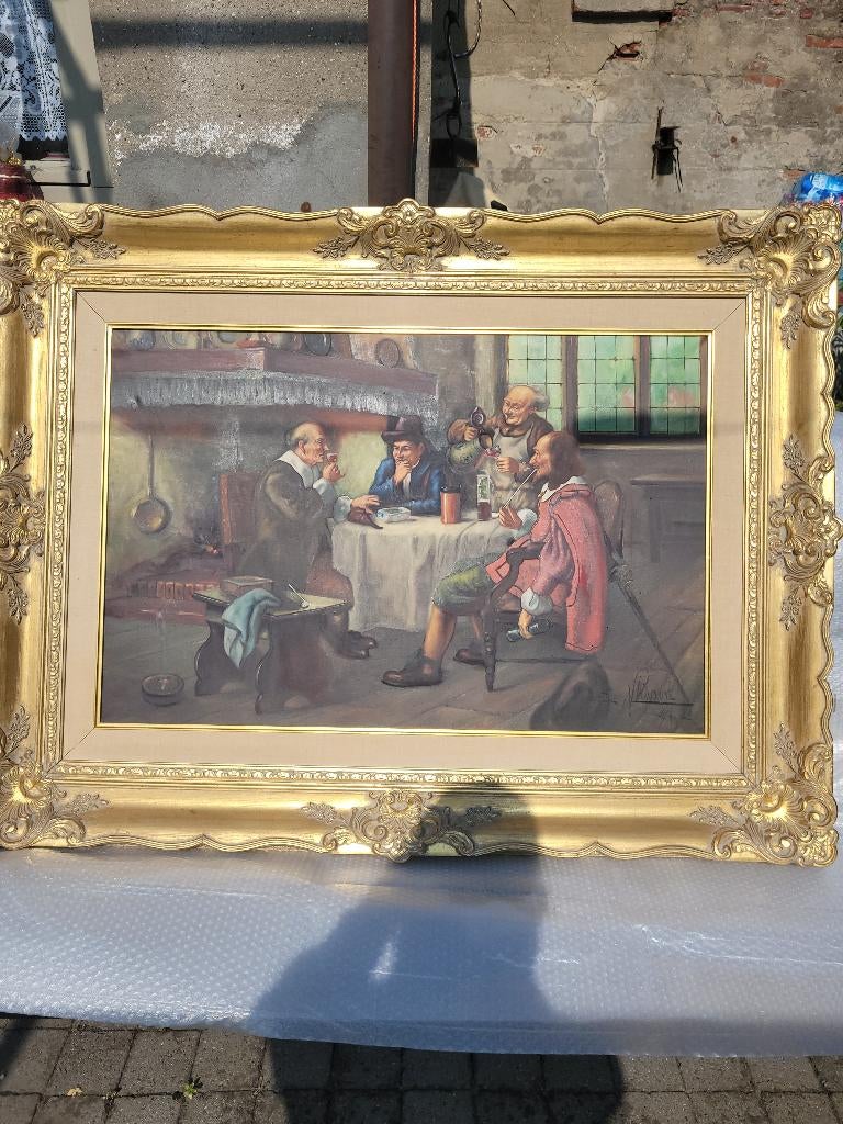 zeer mooi schilderij IN DE KROEG, Antiek en Kunst, Kunst | Schilderijen | Klassiek, Ophalen