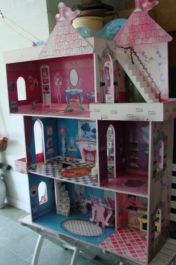 groot poppenhuis met decor, Ophalen, Zo goed als nieuw, Poppenhuis