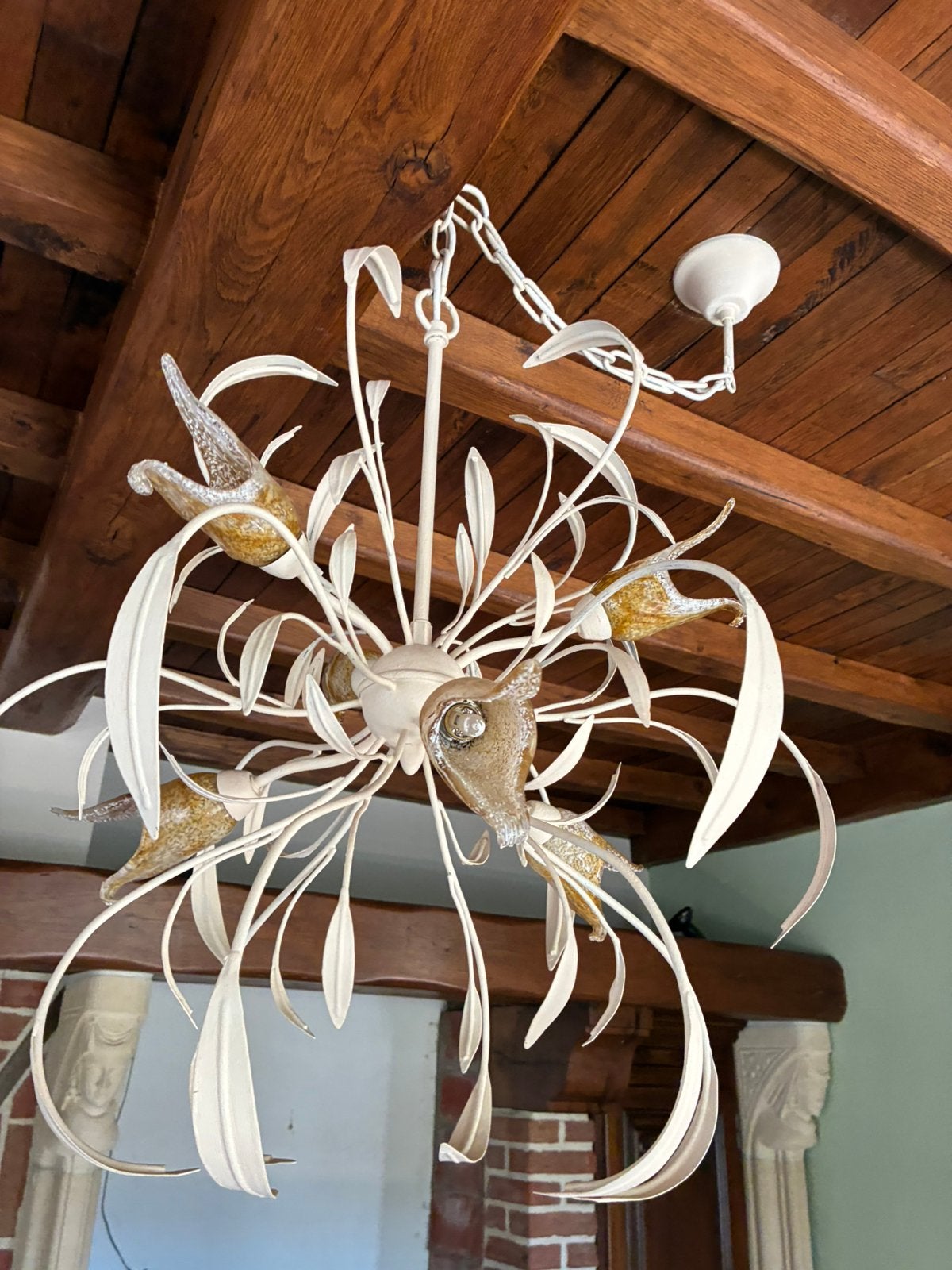 Art-deco lusters (lot van 2), Huis en Inrichting, Lampen | Kroonluchters, Ophalen, Zo goed als nieuw, Metaal, Art-deco