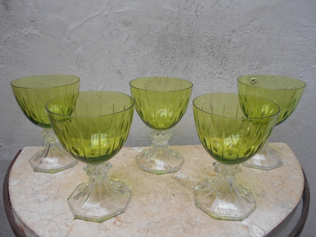 val saint lambert  YALE ?  5 gekleurde glazen kristal, Antiek en Kunst, Ophalen of Verzenden