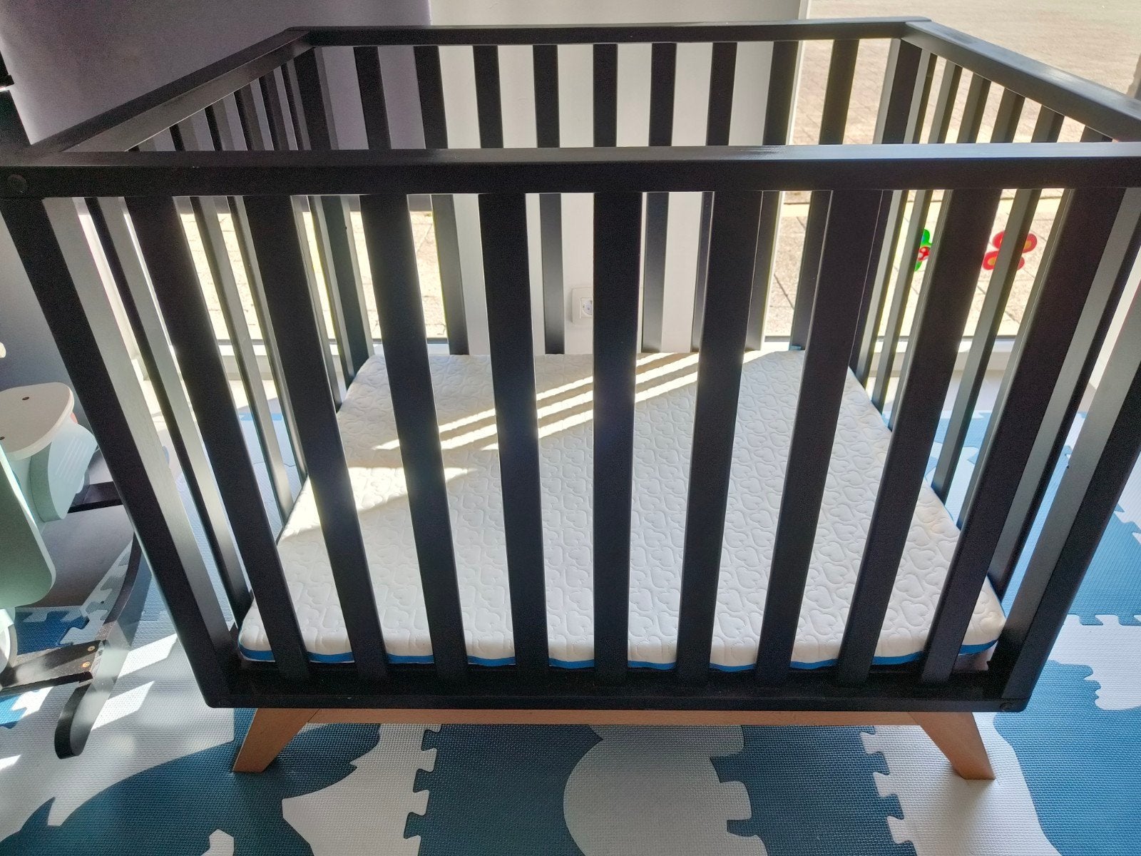 Park/box Bopita Lynn zwart + aerosleep matras + beschermer, Kinderen en Baby's, Ophalen, Gebruikt, Rechthoekig, In hoogte verstelbaar