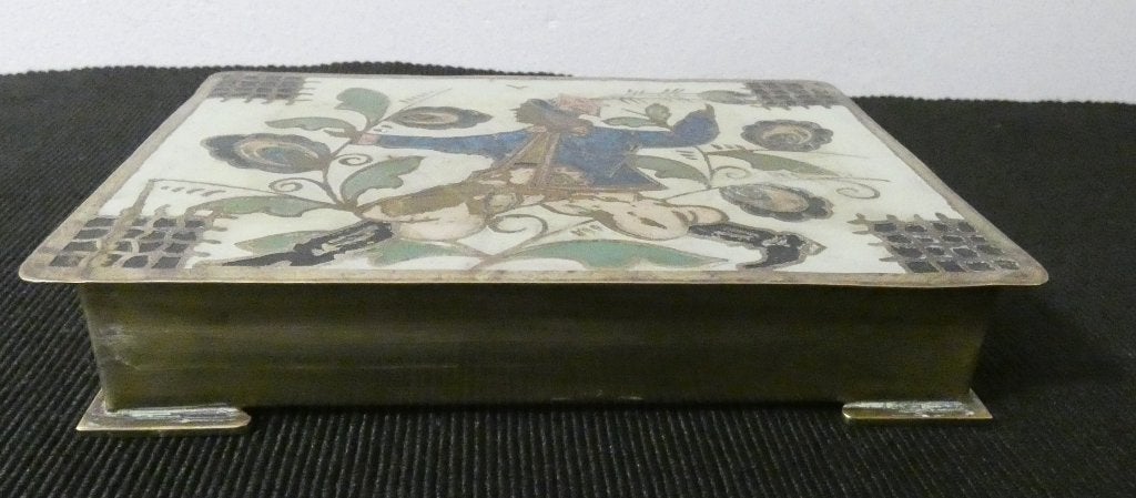 messing - koper doosje met emaille [612], Antiek en Kunst, Ophalen of Verzenden