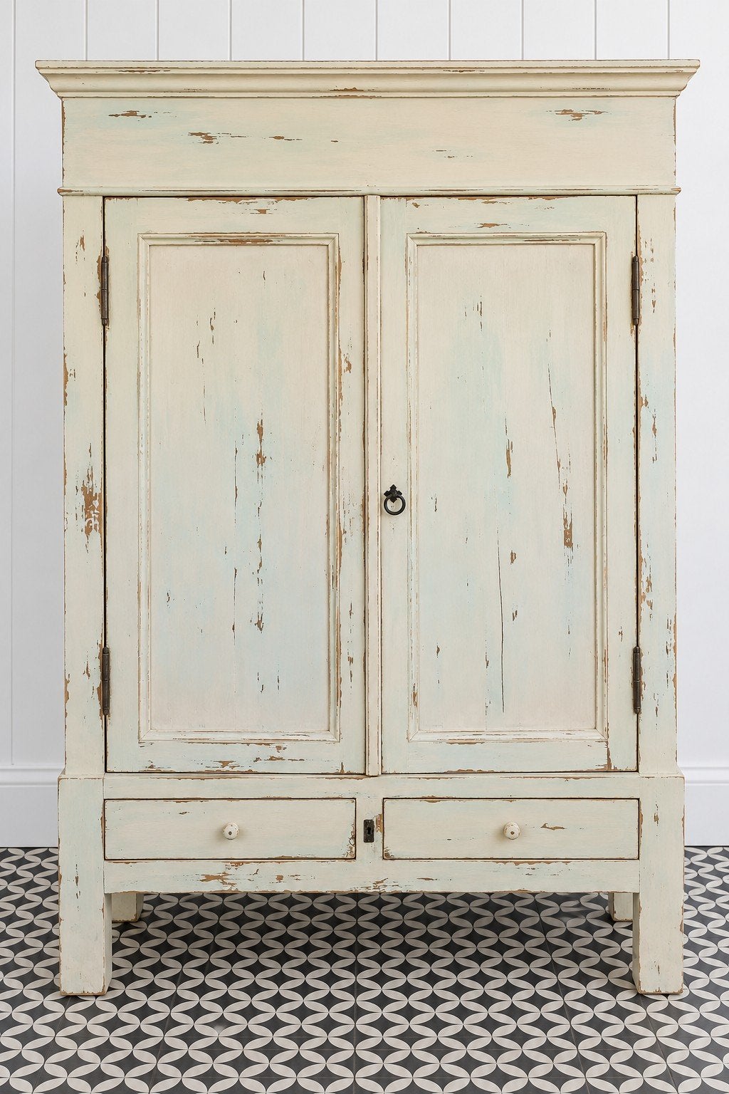 Antieke boerenkast / linnenkast – demontabel – distressed, Ophalen of Verzenden