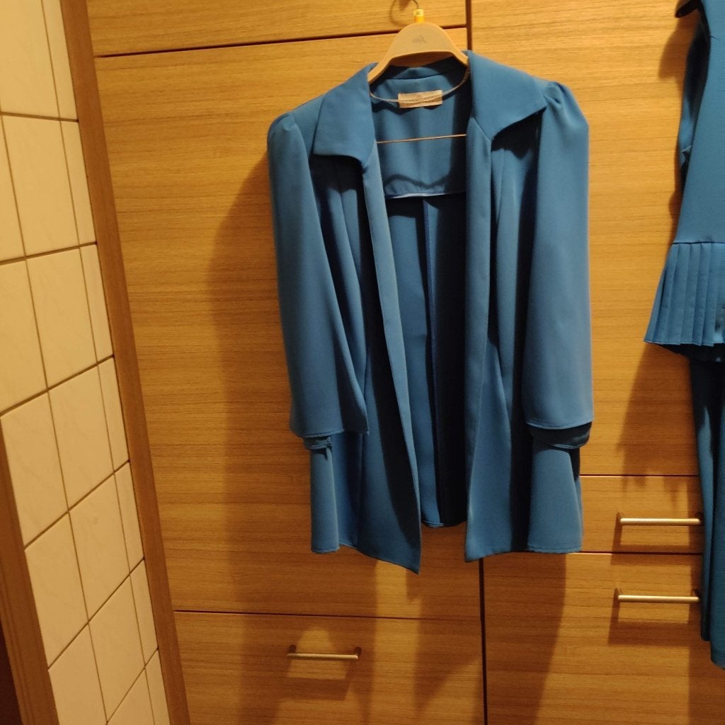 damens broek top en jas, Ophalen, Zo goed als nieuw, Maat 46/48 (XL) of groter, Blauw