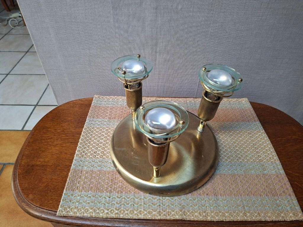 Plafonnier 3 lampes, Huis en Inrichting, Lampen | Plafondlampen, Ophalen, Gebruikt, Inclusief lichtbron, 24 cm