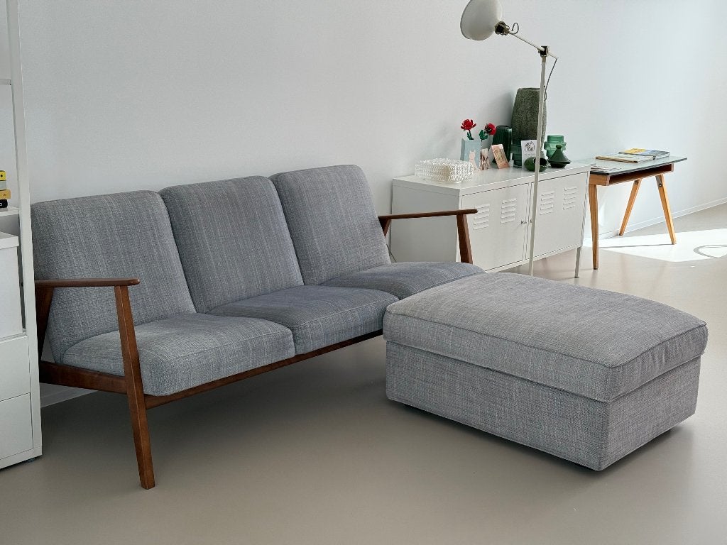 Sofa + voetenbank, Huis en Inrichting, Ophalen, Gebruikt, Stof, Vintage