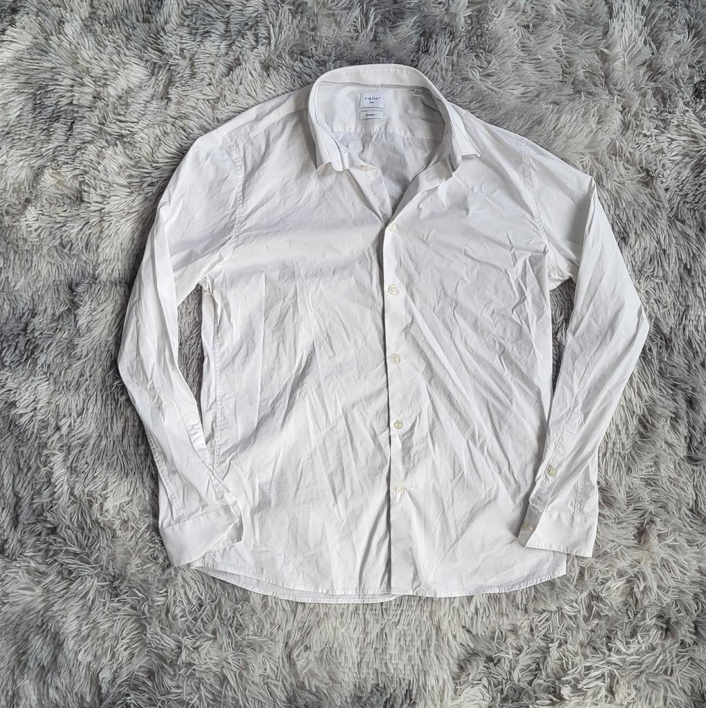 Chemise Celio Blanche Masantal - Taille L - Coupe Slim Fit, Taille 42/44 (L), Enlèvement ou Envoi, Celio, Porté