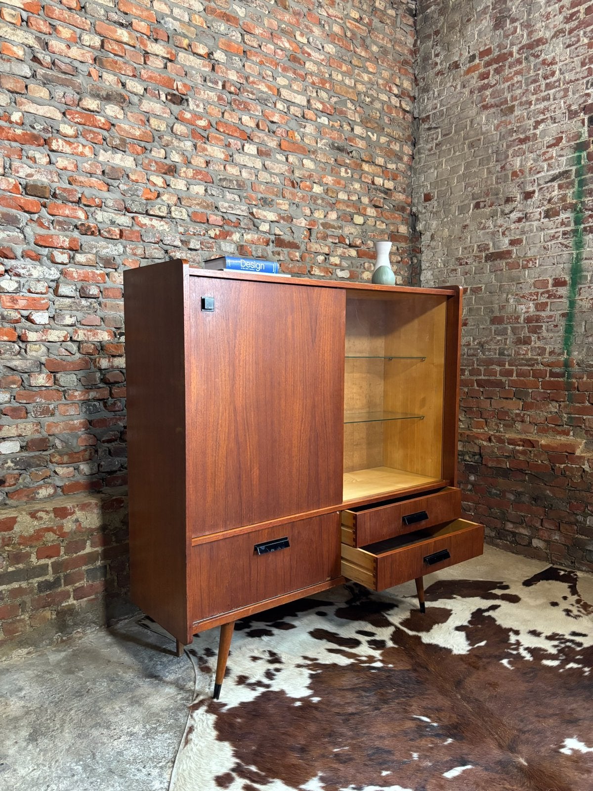 Armoire de bar/bibliothèque au design vintage, Vintage, 100 à 150 cm, Enlèvement, Utilisé