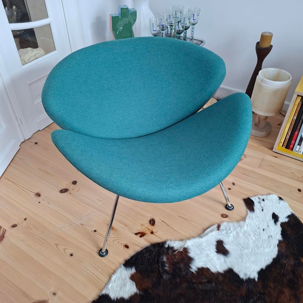 Pierre Paulin Orange Slice Artifort Edition fauteuil, Huis en Inrichting, Stoffering | Tapijten en Vloerkleden, Blauw, Groen