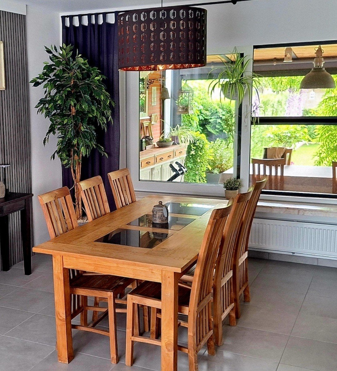 Mooie teakhouten tafel, Ophalen, Teakhout, 50 tot 100 cm, Zo goed als nieuw