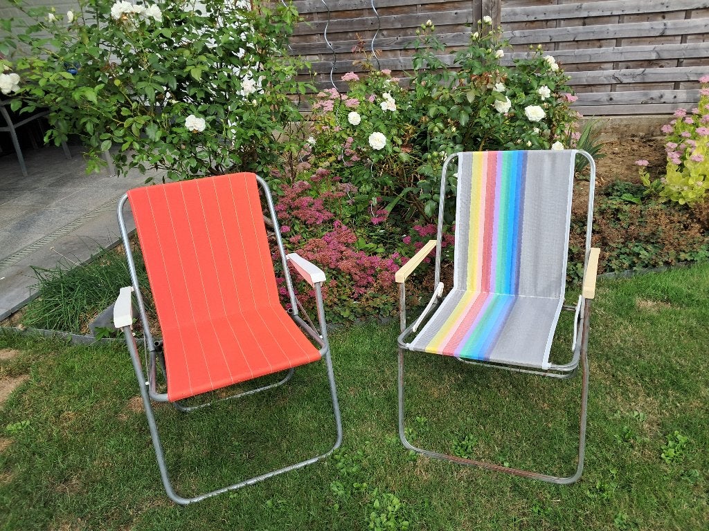 2 chaises pliantes de jardin/plage/camping, Jardin & Terrasse, Enlèvement, Utilisé, Aluminium, Pliant