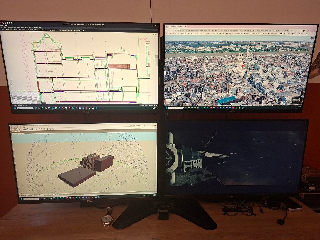 4 Dell schermen + monitorarm, 3 à 5 ms, IPS, DisplayPort, Full HD